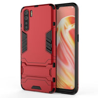 Shockproof Rugged Protective Case with Stand for Oppo A91 / Oppo F15 - Red - Cover Noco