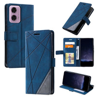 Motorola Moto G24 / G04 Rhombus Phone Wallet with Flip Front Card Slots - Blue - Noco