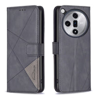 Oppo Find X7 Rhombus Wallet Flip Cover Card Holder - Black Noco