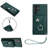 Samsung Galaxy S22 Ultra Rear 8 Card Wallet Cover with Ring/Stand - Green Noco