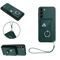 Samsung Galaxy S23 Rear 8 Card Wallet Cover with Ring/Stand - Green Noco
