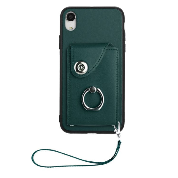 Apple iPhone XR Rear Cover with 8 Card Wallet and Ring/Stand - Green - Noco