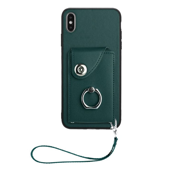 Apple iPhone XS Max Rear Cover with 8 Card Wallet and Ring/Stand - Green - Noco
