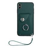 Apple iPhone X / XS Max Rear Cover with 8 Card Wallet and Ring/Stand - Green - Noco
