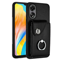 Oppo A38 / A18 Rear Wallet Cover with 8 Card Wallet and Ring/Stand - Black - Noco