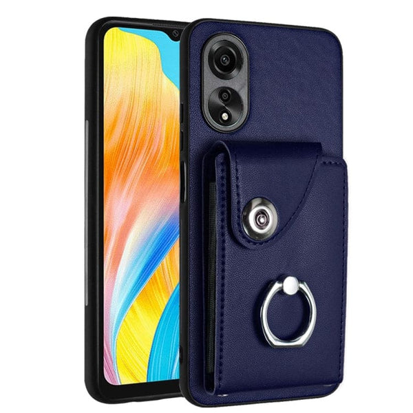 Oppo A38 / A18 Rear Wallet Cover with 8 Card Wallet and Ring/Stand - Blue - Noco