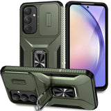 Samsung Galaxy A55 5G Armor Rugged Sliding Camera Cover with Metal Ring/Stand - Green - Noco