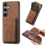 Samsung Galaxy S25 + Smooth Leather Magsafe Cover with Removable Card Wallet - Brown - Noco