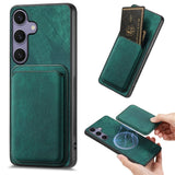 Samsung Galaxy S25 + Smooth Leather Magsafe Cover with Removable Card Wallet - Green - Noco