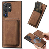 Samsung Galaxy S25 Ultra Smooth Leather Magsafe Cover with Removable Card Wallet - Brown - Noco