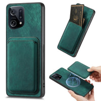 Oppo Find X5 Smooth Leather Magsafe Cover with Removable Card Wallet - Green Noco