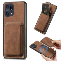Oppo Find X5 Pro Smooth Leather Magsafe Cover with Removable Card Wallet - Brown Noco