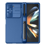 Samsung Galaxy Z Fold 5 Nillkin CamShield Premium Cover Removable Pen Holder Stand - Blue