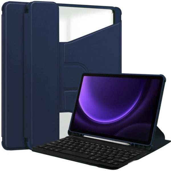 Samsung Galaxy Tab S9 FE Rotating Cover with Detachable Bluetooth Keyboard - Blue - Cover Noco