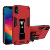 Apple iPhone XS Max Shockproof Rugged Protective Cover with Metal Patch / Fold Out Stand - Metallic Red - Noco