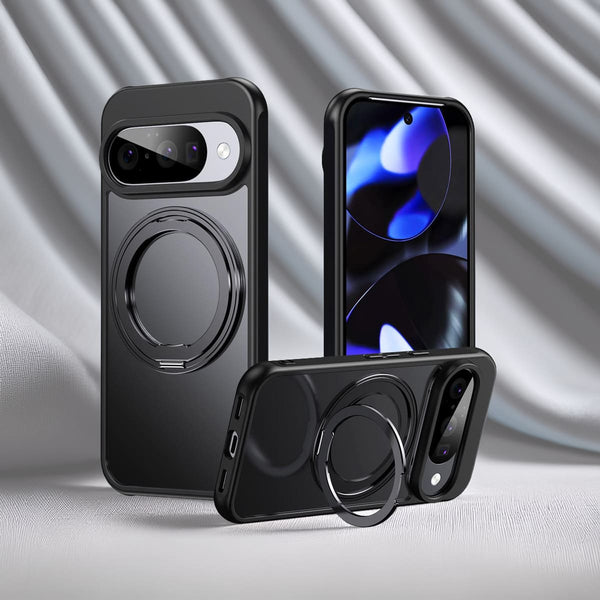 Google Pixel 10 Pro XL 360° Magnetic Ring Transparent Case – Wireless Charging Compatible - Frosted Black - Noco