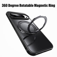 Google Pixel 10 / 10 Pro 360° Magnetic Ring Transparent Case – Wireless Charging Compatible - Frosted Black - Noco