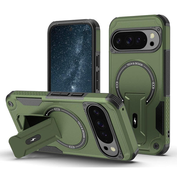 Google Pixel 9 / 9 Pro / 10 / 10 Pro Armor Mag Ring Cover with Kickstand - Green - Noco