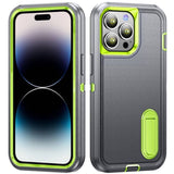 Apple iPhone 14 PRO - Triple Defense Rugged Cover 3 Layer Pop-Out Stand Raised Bezels - Green - Noco