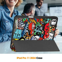 Apple iPad Pro 11 2024 Custer Flip Front Tri-Fold Protective Tablet Cover - Graffiti - Noco