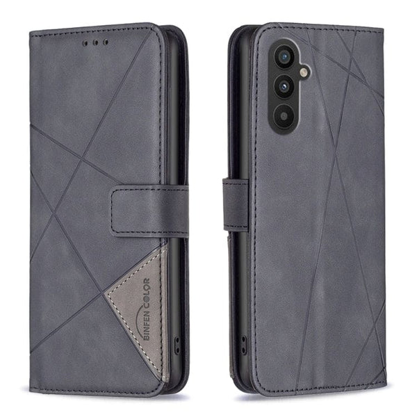 Samsung Galaxy A24 4G Rhombus Wallet Flip Cover Card Holder - Black - Cover Noco