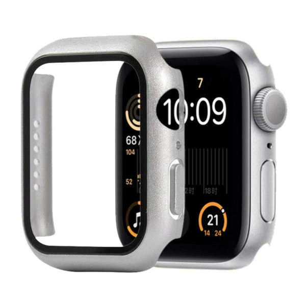 Watch Case Cover with Tempered Glass Screen Protector Fits Apple Watch Series 4 / 5 / 6 / SE 44mm - Silver - watch Noco