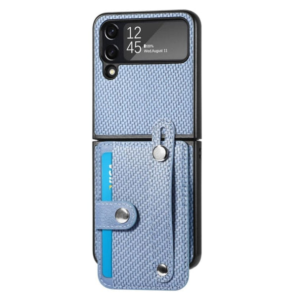 Samsung Galaxy Z Flip Carbon Weave Card Wallet Cover - Blue - Cover Noco