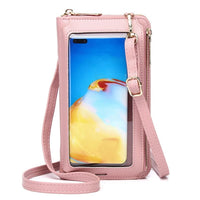 Multi-Function Touch Screen Cross-Body Phone Wallet 8 Card Slots - Pink - CaseMe