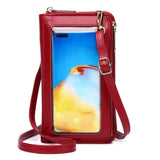 Multi-Function Touch Screen Cross-Body Phone Wallet 8 Card Slots - Red - CaseMe