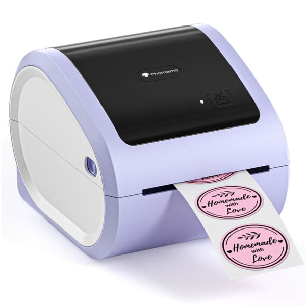 Phomemo D520-BT USB/Bluetooth Thermal Label Printer 115mm Max Width Supports Courier Labels - Purple - Gaming Phomemo