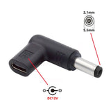 UC-090 90-Degree Angled USB Type-C Female to DC 12V Plug Adapter with PD Emulator Trigger (5.5mm x 2.1mm) - NOCO