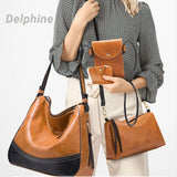 Delphine 4pc Tote Bag With Crossbody Bag Zip Wallet and Card Holder - Fashion Noco