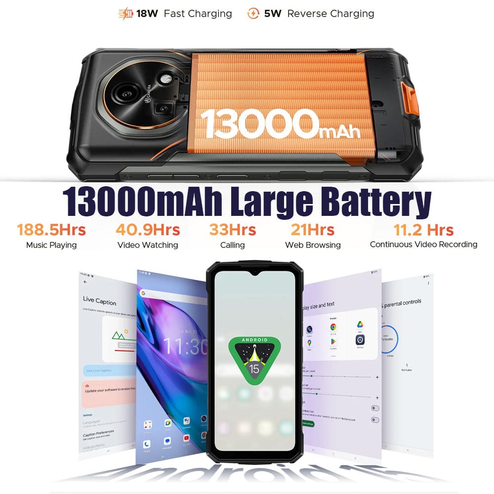 DOOGEE Fire 5 Ultra – Smartphone Rugged Con Doppi Fari 1200 Lm, Batteria 13000 MAh, 32GB RAM, 256GB ROM, 48MP Camera, IP68, NFC