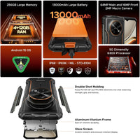 Doogee Fire 7 5G Rugged Phone 13000mAh 4GB RAM + 256GB Storage 64MP Camera - Doogee