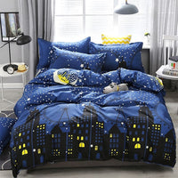 King Size - 4 Piece Duvet Cover Set 2x Pillow Cases Sheet and Duvet Cover - Skyline - Bedding Noco