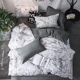 King Size - Luxury Duvet Cover Set 2x Pillow Cases Duvet (220x240cm) - White Marble - Bedding Noco
