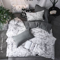 Queen Size - Luxury Duvet Cover Set 2x Pillow Cases Duvet (210x210cm) - White Marble - Bedding Noco