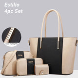 Estilio 4pc Tote Bag With Crossbody Bag Zip Wallet And Card Holder - Fashion Noco