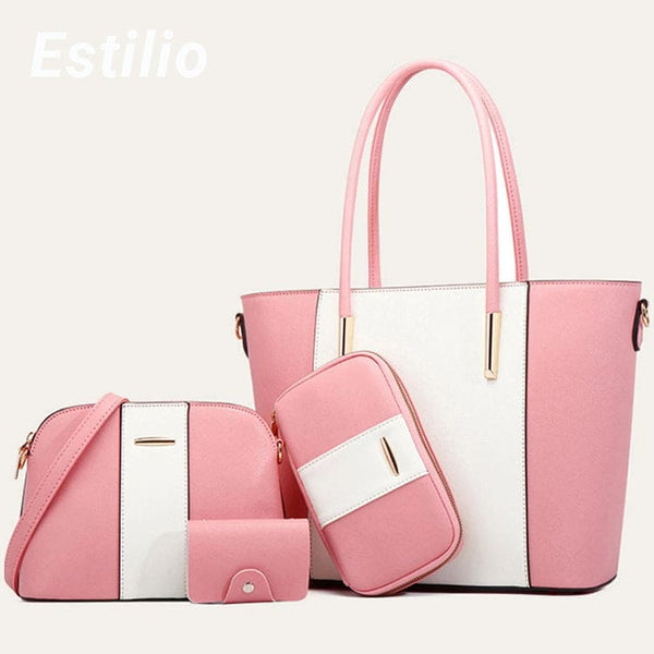 Estilio 4pc Tote Bag With Crossbody Bag Zip Wallet And Card Holder - Fashion Noco