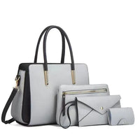 Etoile 4pc Tote Bag With Crossbody Bag Zip Wallet And Card Holder - Silver - Fashion Noco