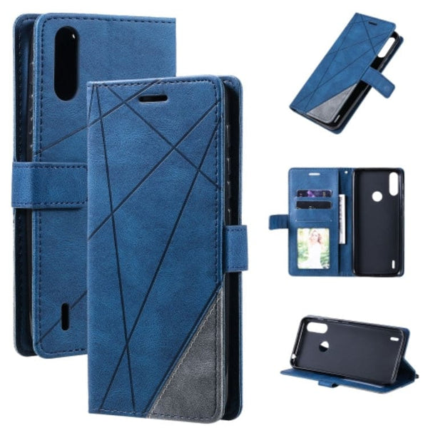 Rhombus Phone Wallet with Flip Front Card Slots - For MOTOROLA MOTO E7 POWER - Blue - Noco