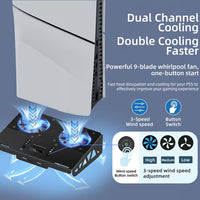 iPlay PS5 Wall Mount Cooling Stand USB Hub and Controller Charging Station - iPlay