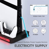 PS5 Pro PS5 Slim and PS5 Standard - RGB Vertical Cooling Stand with Controller Charging Dock - iPlay
