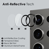 Samsung Galaxy S24 Ultra Alloy and Glass Camera Lens Protector Caps - Northjo