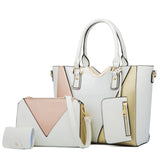 Grazia 4pc Tote Bag With Crossbody Bag Zip Wallet And Card Holder - White - Fashion Noco