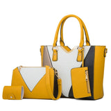 Grazia 4pc Tote Bag With Crossbody Bag Zip Wallet And Card Holder - Yellow - Fashion Noco