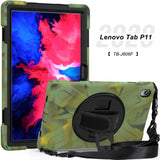 Lenovo Pad P11 TB-J606F / Pad P11 Plus TB-J607F Tablet Cover - Shockproof Rugged Protective Tablet Cover Rotating Hand Strap and Stand - 