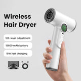 Wireless Hair Dryer With 30,000 RPM High-Speed Motor Warm/Cold Air 15600mAh Battery - NOCO