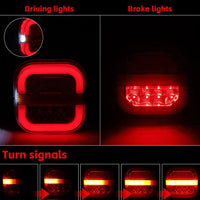 [2 Pack] 28 LED Square 12V/24V Tail Light Set Sequential Indicators - Noco