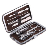 Nail Care Set Stainless Steel 7pc Nail Clippers Hard Case - Brown - Noco